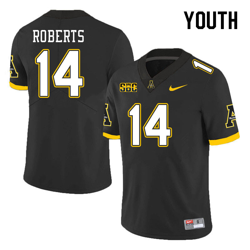 Youth #14 Kanye Roberts Appalachian State Mountaineers College Football Jerseys Stitched Sale-Black - Click Image to Close